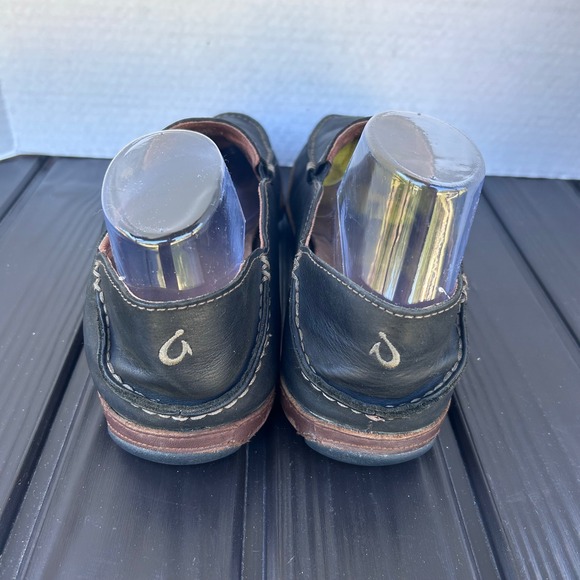 Olukai Moloa Men's Black Leather Loafers Boat Shoes Size 10.5 Slip on's - Picture 6 of 10